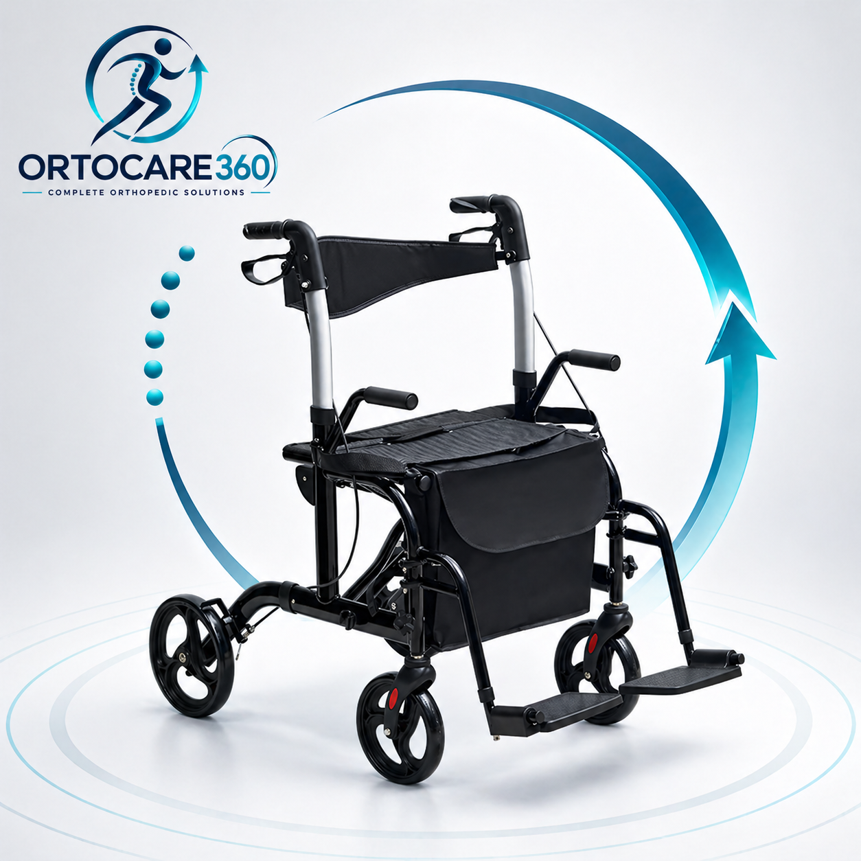 Ortocare360 2-in-1 Rollator & Transport Chair for Seniors