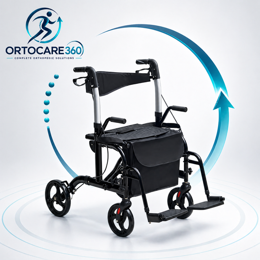 Ortocare360 2-in-1 Rollator & Transport Chair for Seniors