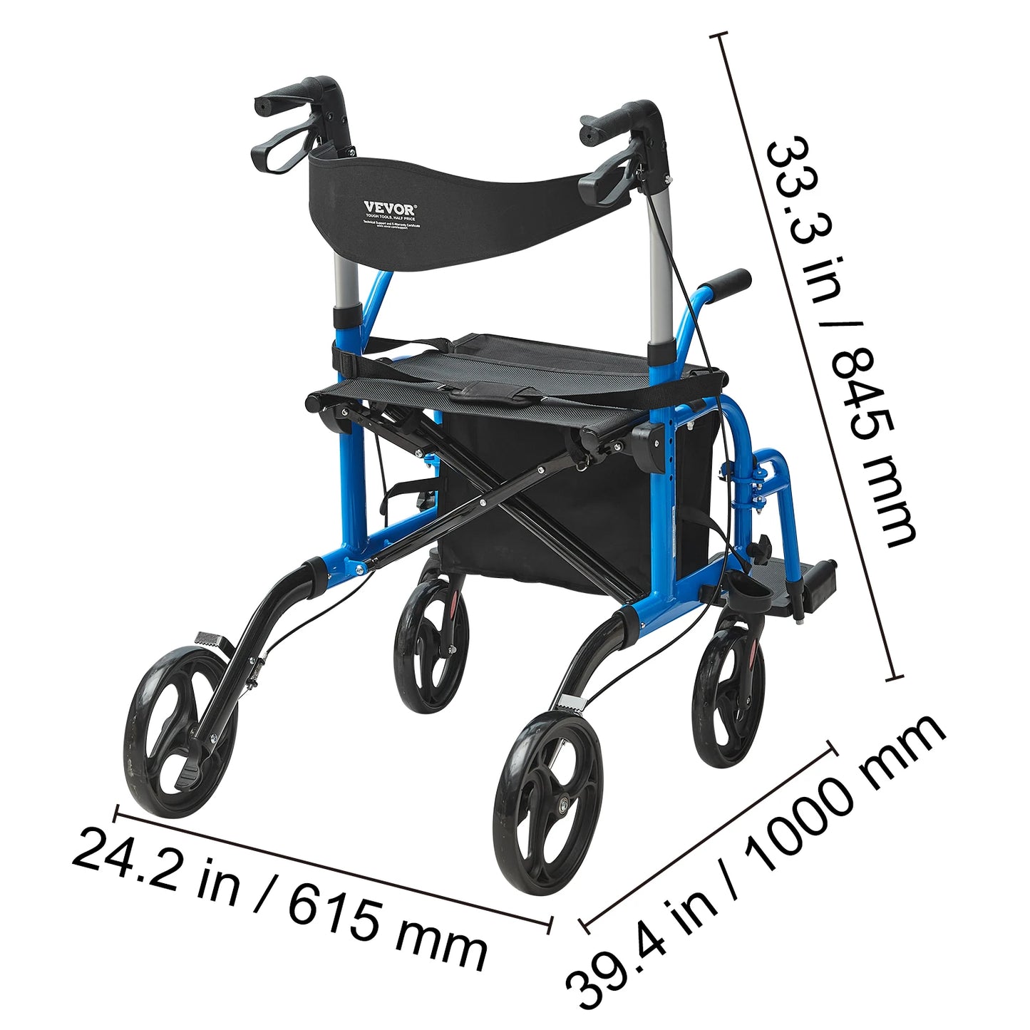 Ortocare360 2-in-1 Rollator & Transport Chair for Seniors