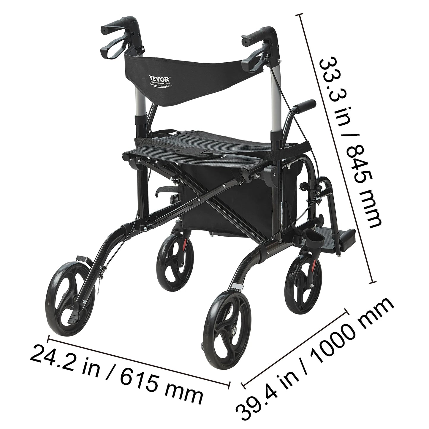 Ortocare360 2-in-1 Rollator & Transport Chair for Seniors